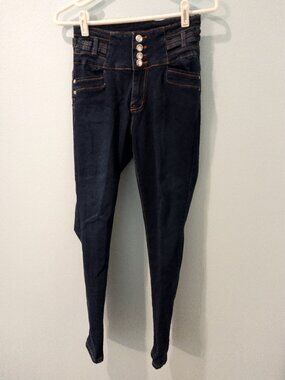 Women's Dark Blue Denim Jeans- MI Brand -Size 7 -- Slim Leg